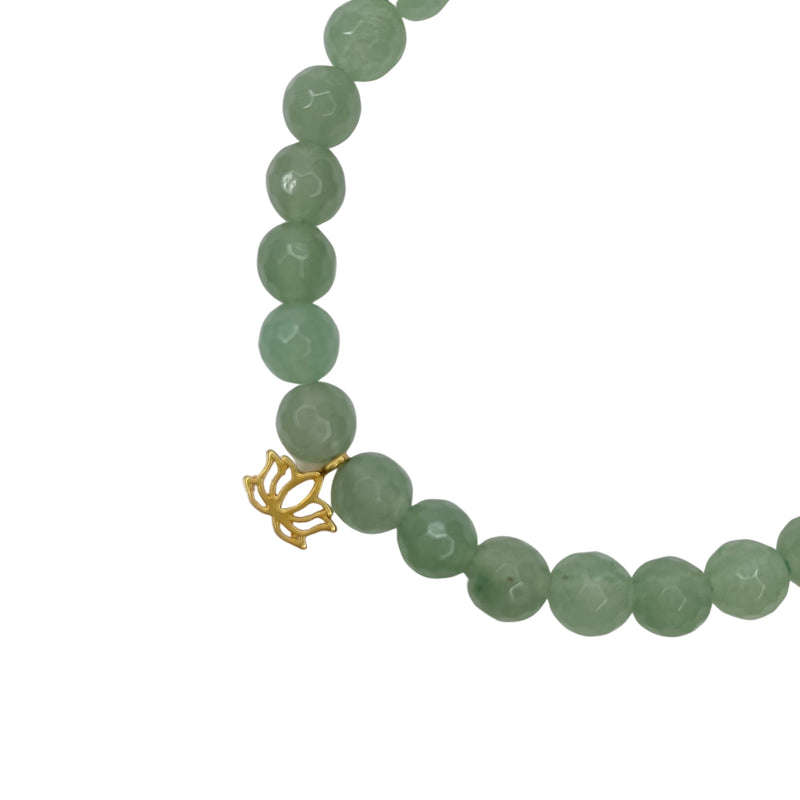 Green aventurine bracelet with 18KT charm