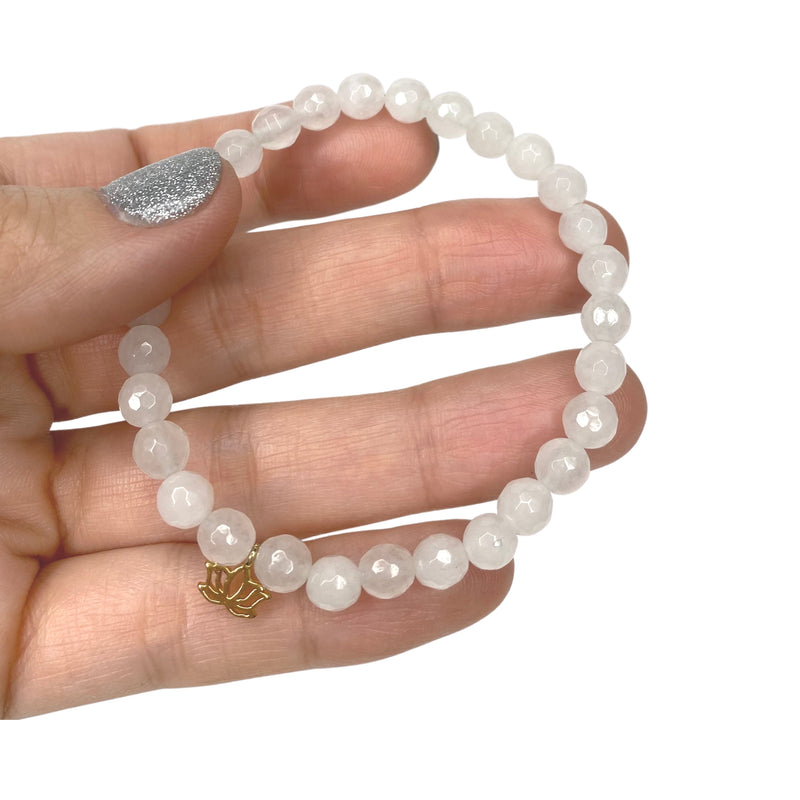 Consciously Handmade White Jade Bracelet 6mm